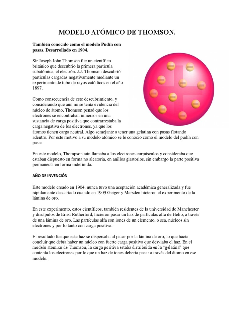 Modelo Atomico De Thomson Pudin De Pasas Noticias Modelo