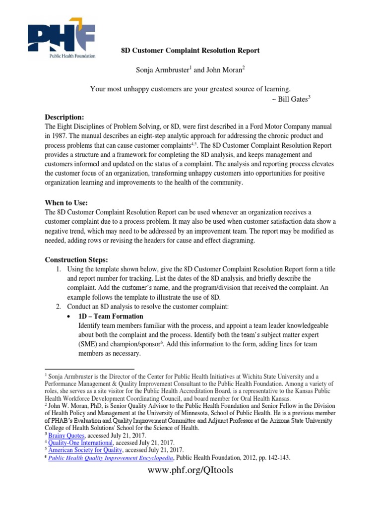 8D Customer Complaint Resolution Guide | PDF | Quality Management ...