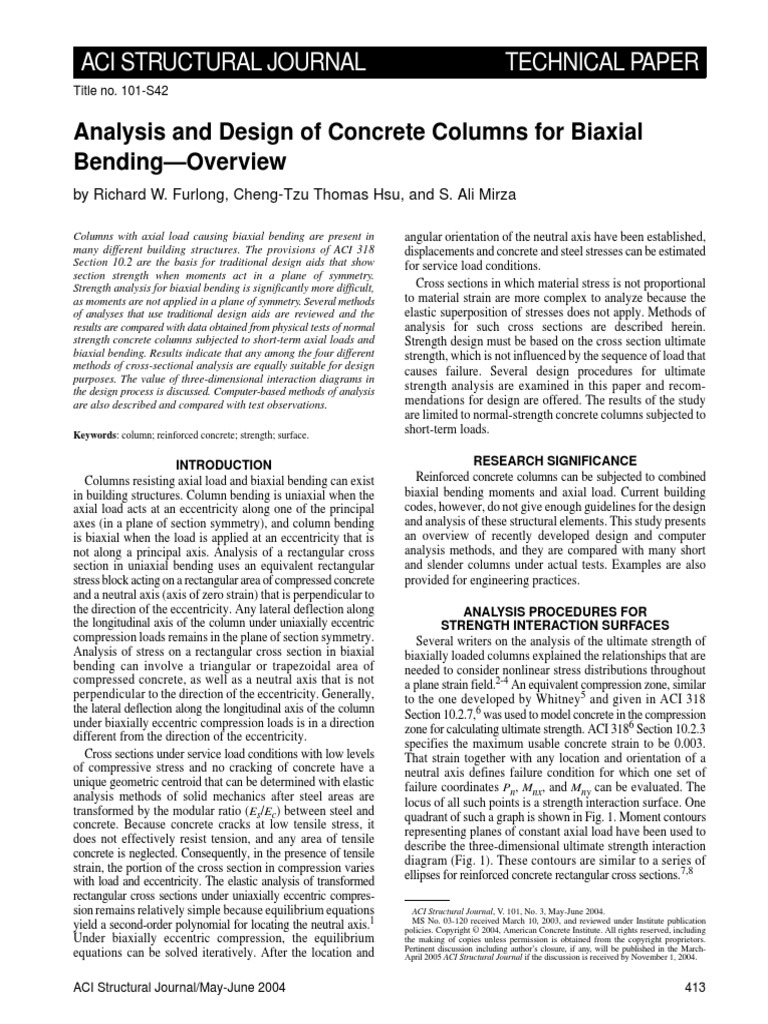 Columns Biaxial Bending PDF | PDF | Bending | Strength Of Materials