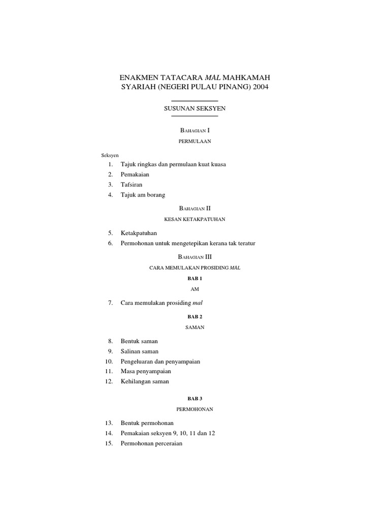 Tatacara Mal Syariah Pulau Pinang Pdf