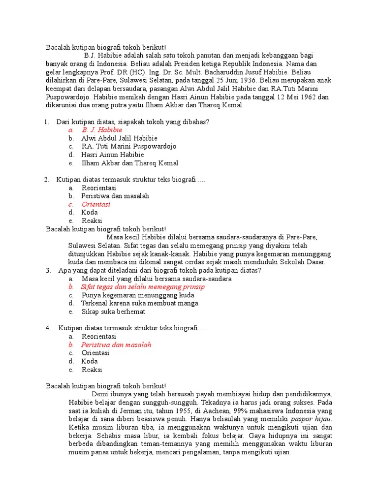 Soal Teks Biografi