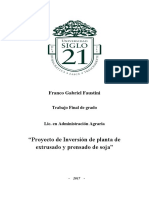 Proyecto de Inversión de Planta de Extrusado y Prensado de Soja