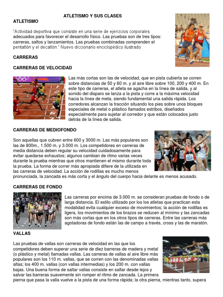 Atletismo y Sus Clases | PDF | Deporte del atletismo | Juegos Olímpicos ...