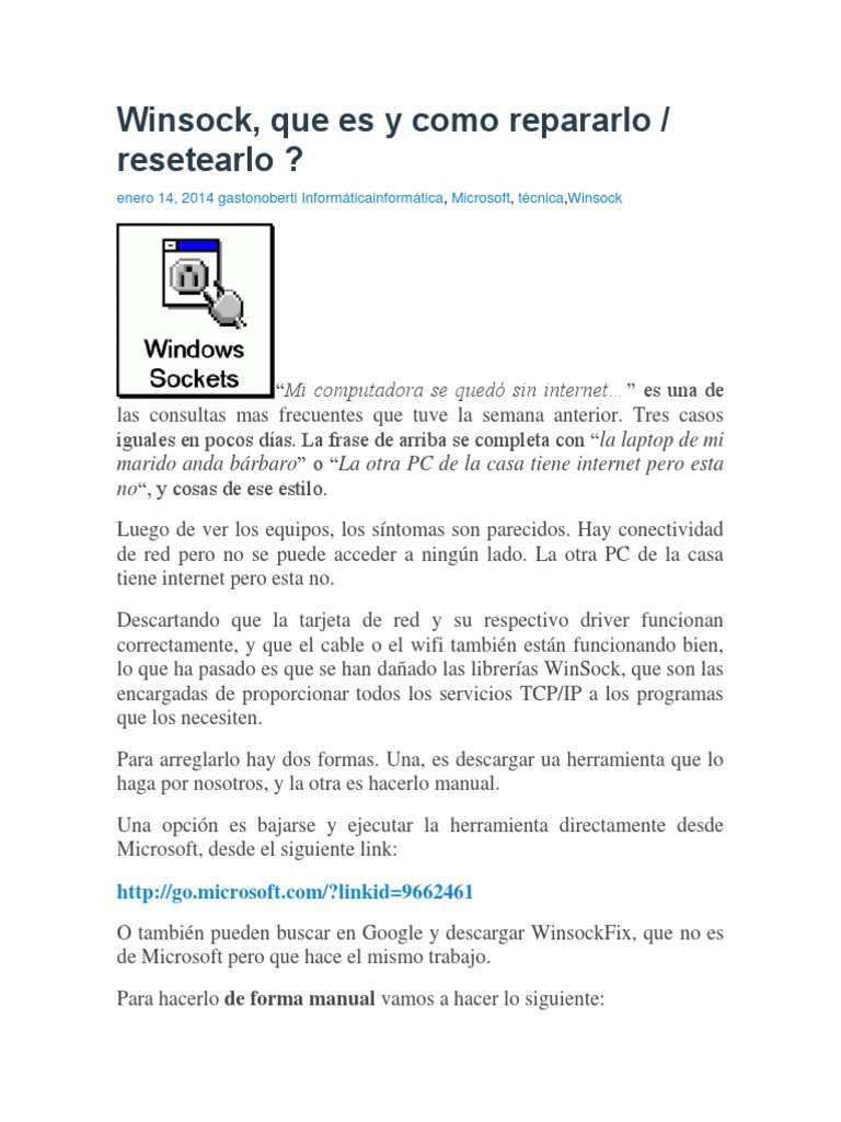 Reparar Winsock en Windows 10 | PDF