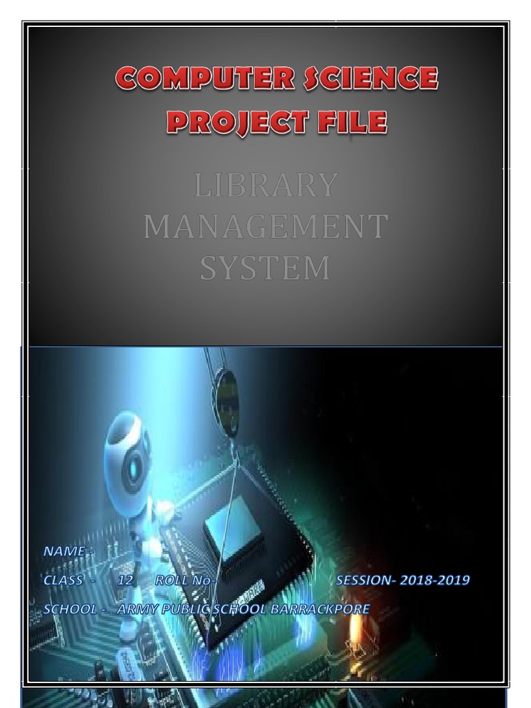 Library Management System For Computer Science Project Class 12 ...