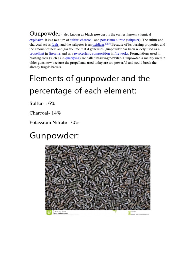 Elements of Gunpowder and The Percentage of Each Element PDF