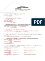 Chemistry 1 Chapter 10 Review Sheet: Solve The Following Problems On Your Own Paper