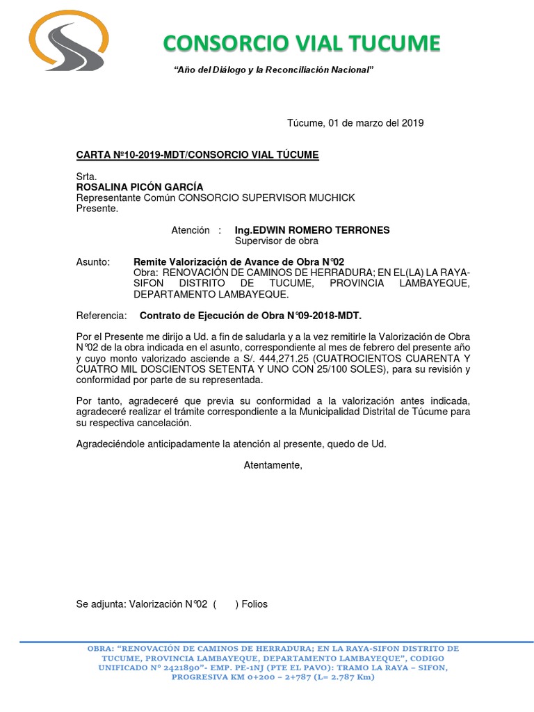 Oficio De Remision Valorizacion N°02