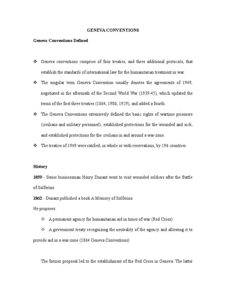 Geneva Conventions Geneva Conventions Defined PDF Geneva