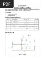 Common Emitter Amplifier.: Experiment-1