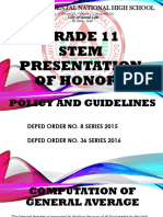 Grade 11 STEM honors presentation guidelines