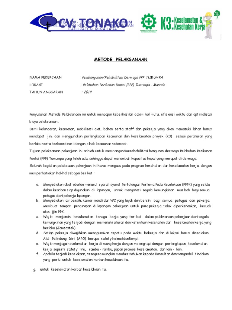 Metode Pelaksanaan Dermaga Tumumpa | PDF | Teknologi & Rekayasa