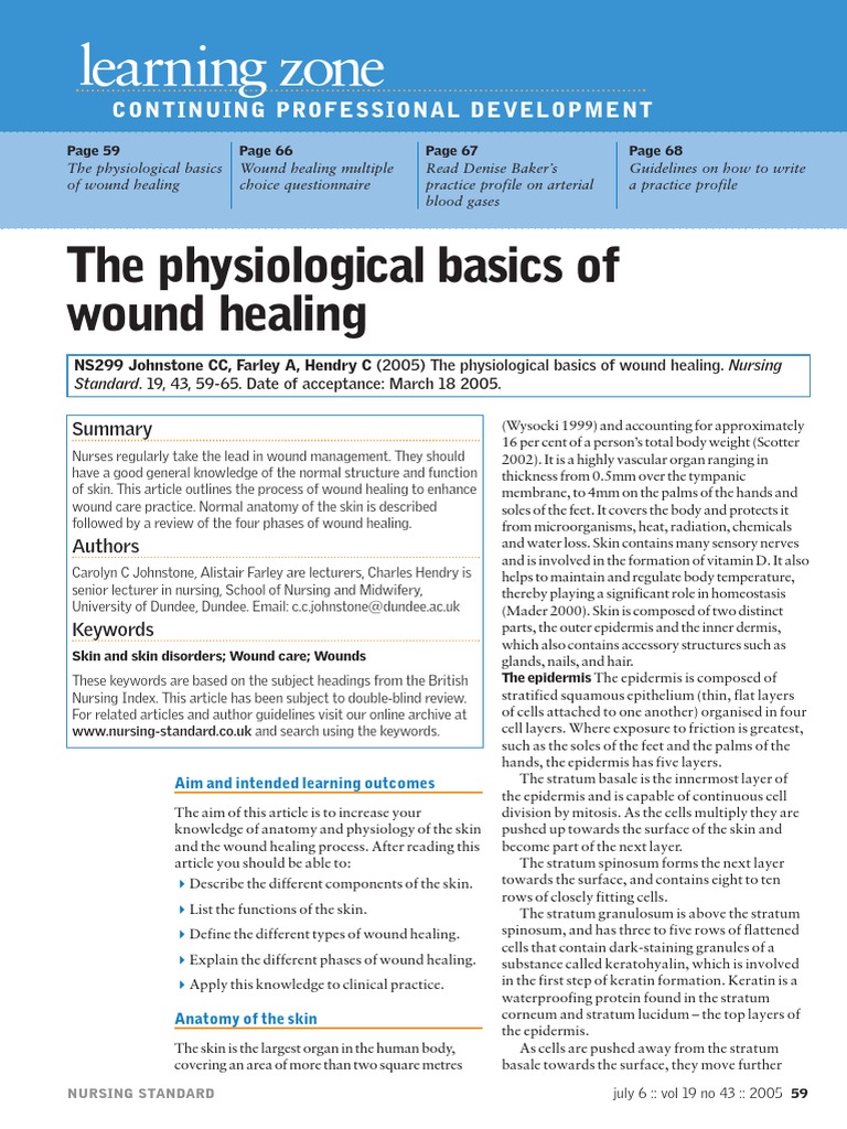 Wound Healing: Skin Anatomy Basics | PDF | Healing | Wound Healing