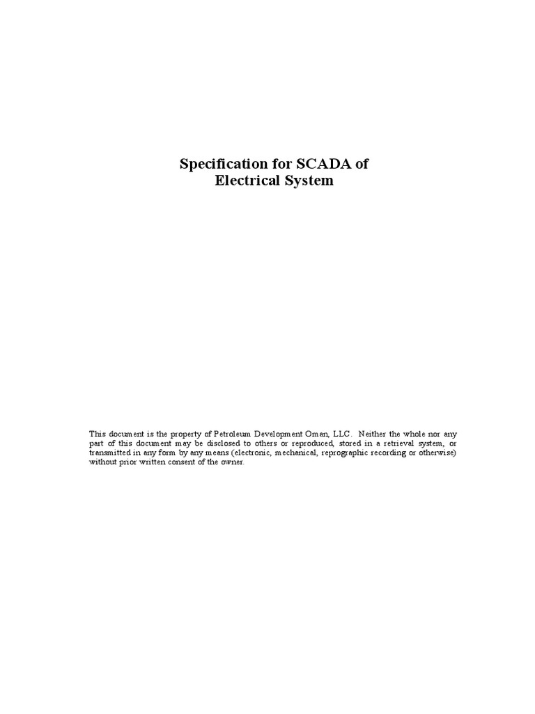 SCADA System Specification for Electrical | PDF | Scada | Electrical Wiring
