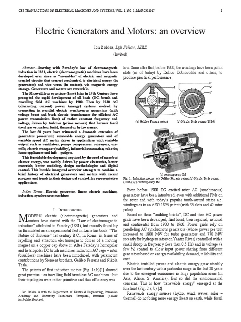 Overview of Electric Generators and Motors | PDF | Electric Motor ...