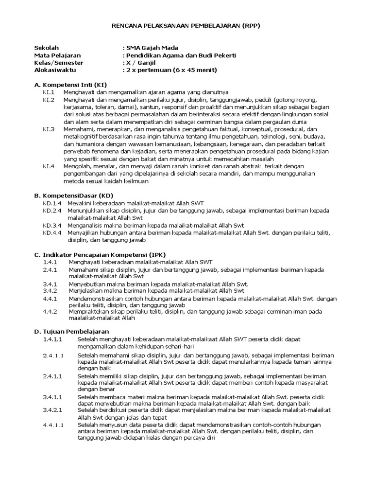 Bab 4 Rpp Iman Pada Malaikat Docx