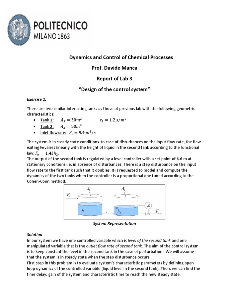 Control System Design for Chemical Tanks | PDF | Steady State | Control ...