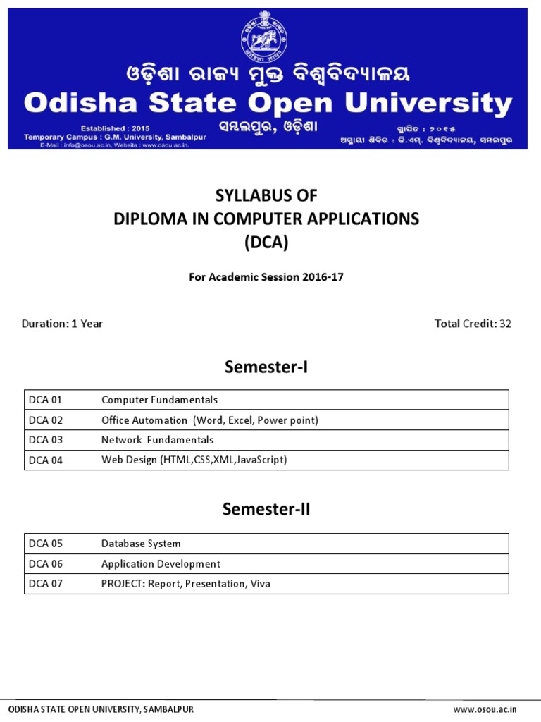Osou Syllabus DCA 2016 17 | PDF | Cascading Style Sheets | Computer File
