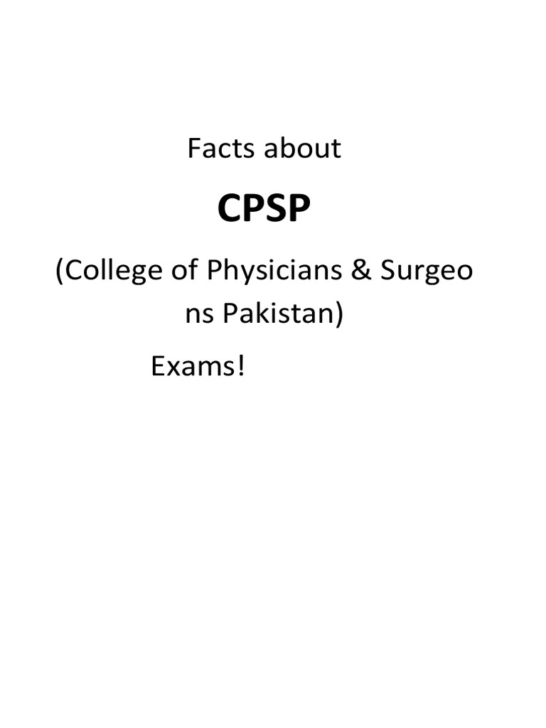 Facts About CPSP Exams | Download Free PDF | Doctor Of Medicine ...