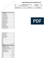 Input Data Sheet For E-Class Record: Region Division District School Name School Id