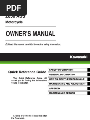 Kawasaki Z650 Owners Manual | PDF | Exhaust Gas | Vehicles