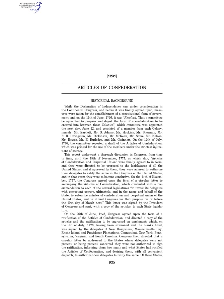 Articles of Confederation Overview | PDF | Judgment (Law) | Jurisdiction