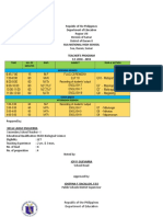 Sua National High School: Time No. of Minutes Days Subject Year & Section Morning Session