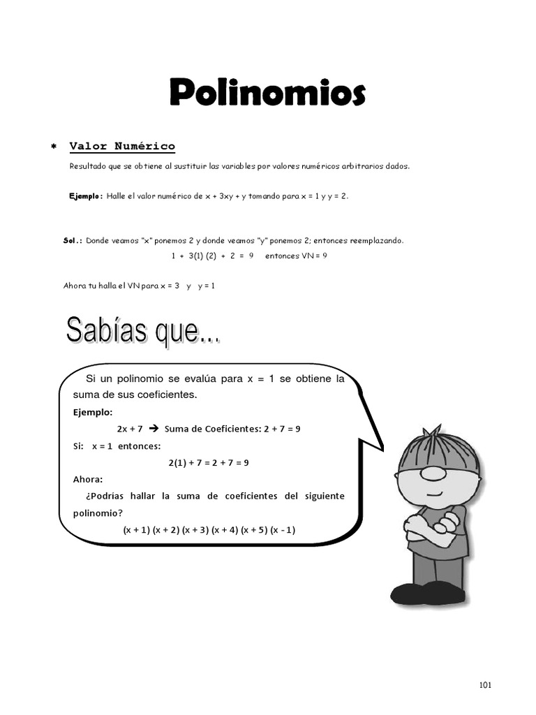 Cálculo de Valores Numéricos en Polinomios | PDF
