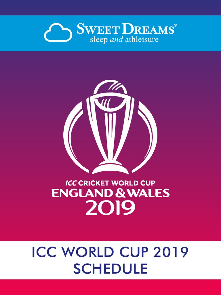 Icc World Cup 2019 Schedule PDF England Cricket Team Sports