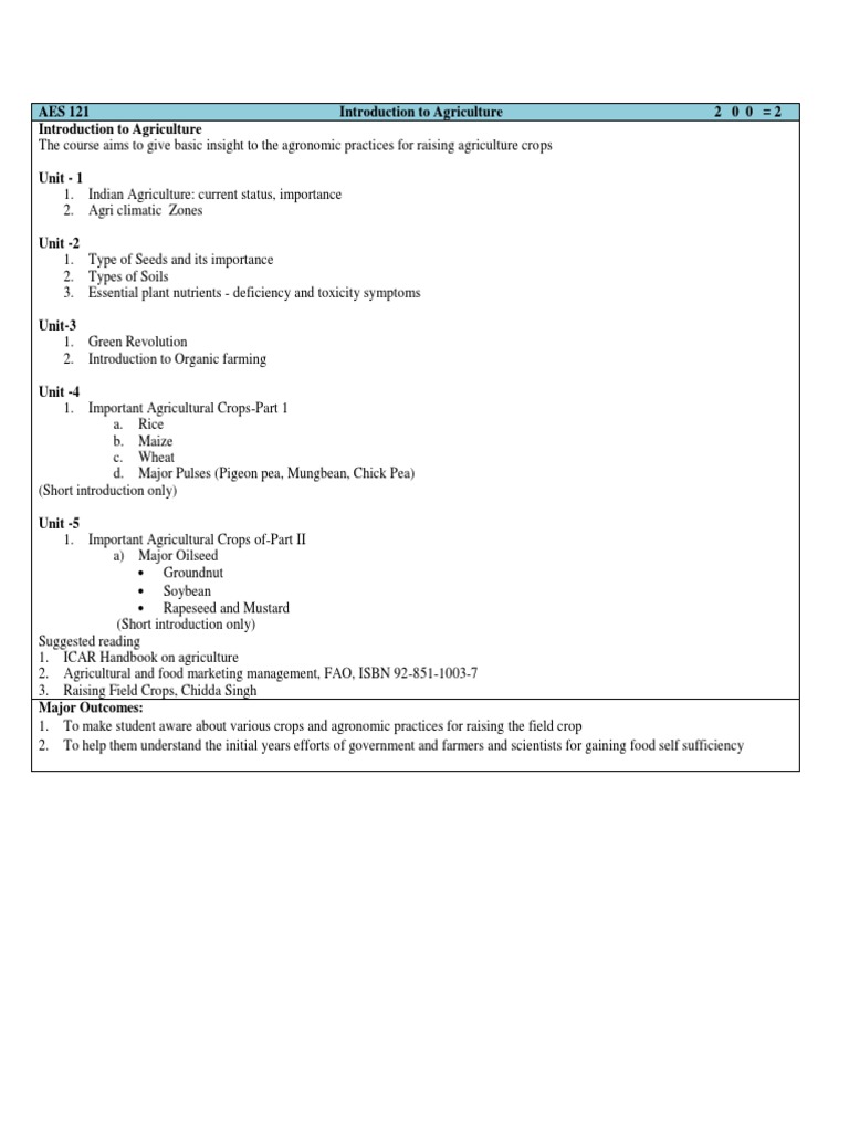 Introduction to Agriculture Course Overview | PDF | Technology ...