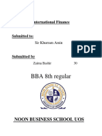 BBA 8th Regular: Subject: International Finance