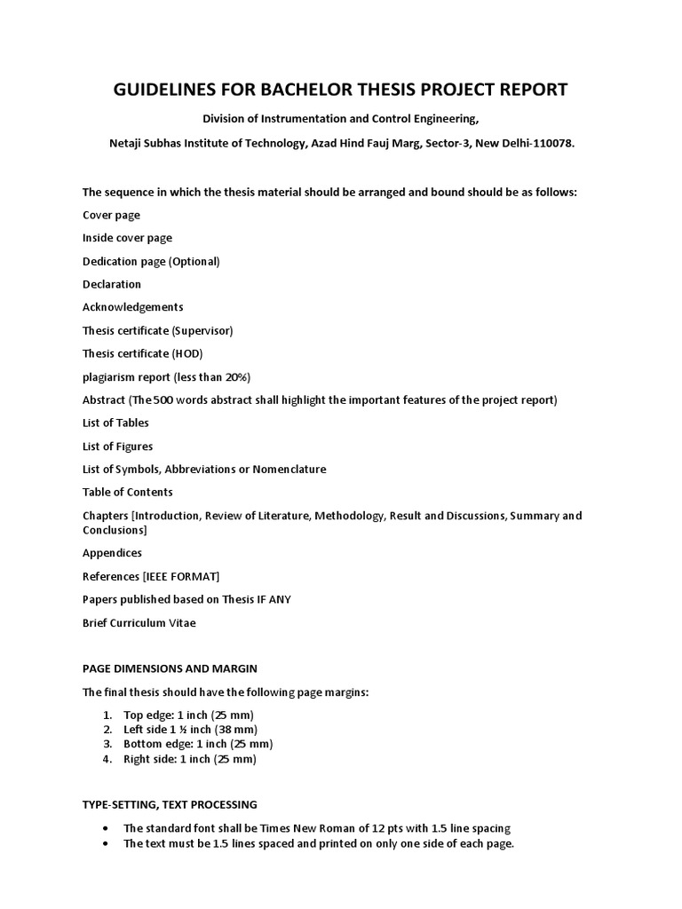 Bachelor Thesis Project Guidelines | PDF | Book Design | Thesis