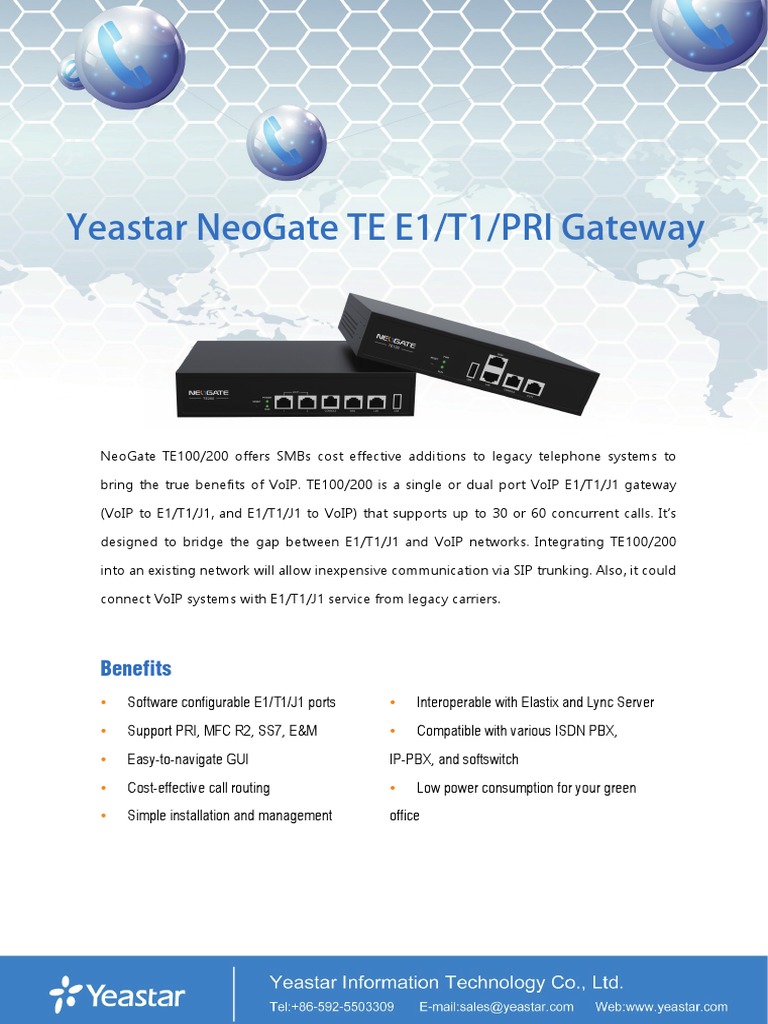 Yeastar NeoGate TE100/200 Gateway Overview | PDF | Session Initiation ...