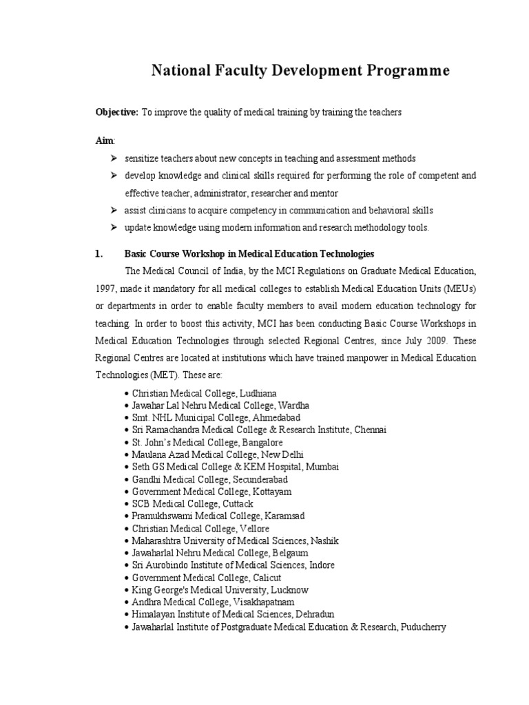 Medical Faculty Development Program | PDF | Medical Education | Medicine