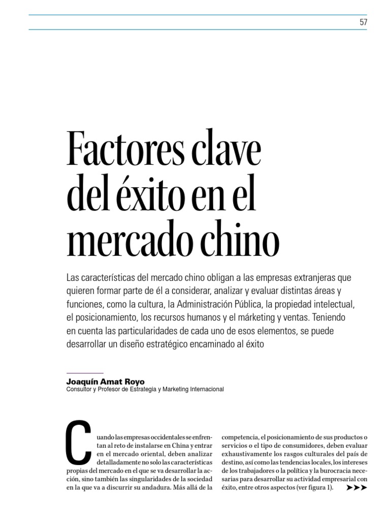 Factores Clave Del Éxito en El Mercado Chino J.Amat Imp. | PDF ...
