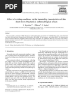 Effect of Welding Conditions On The Formability Characteris