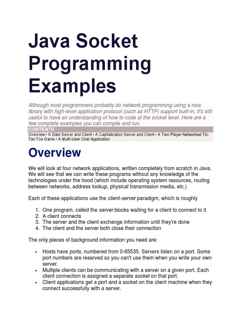 Java Socket Programming Examples | PDF | Port (Computer Networking ...