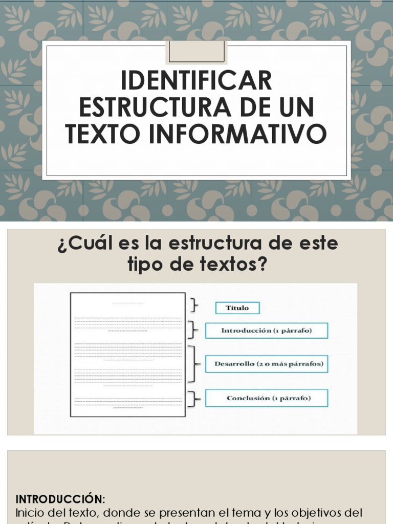 Identificar Estructura De Un Texto Informativo