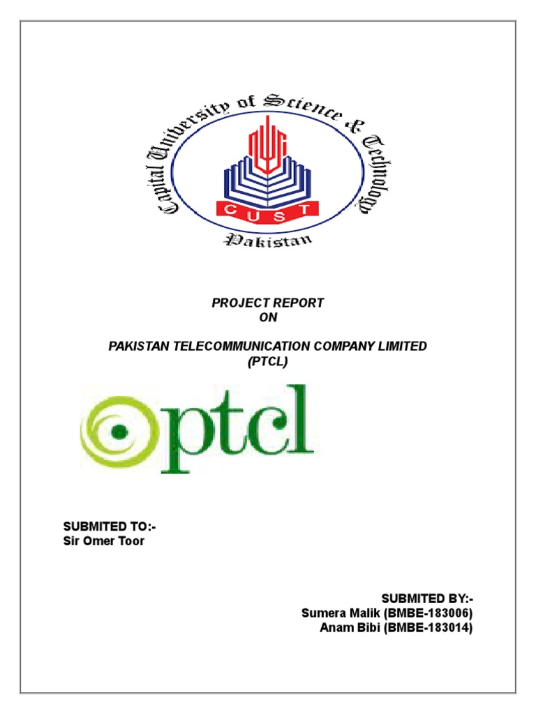 Project Report ON Pakistan Telecommunication Company Limited (PTCL ...