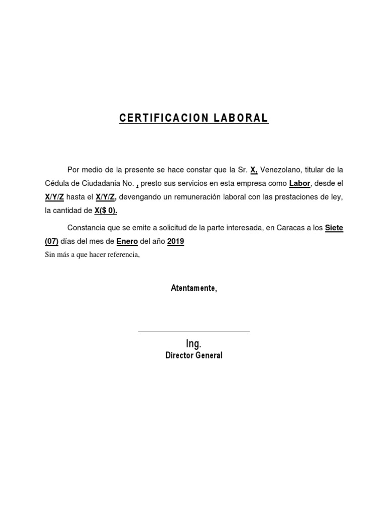 Ejemplo Certificacion Laboral | PDF
