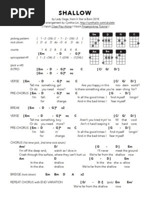 SHALLOW Ukulele Chart PDF PDF Song Structure | Elements Of Music