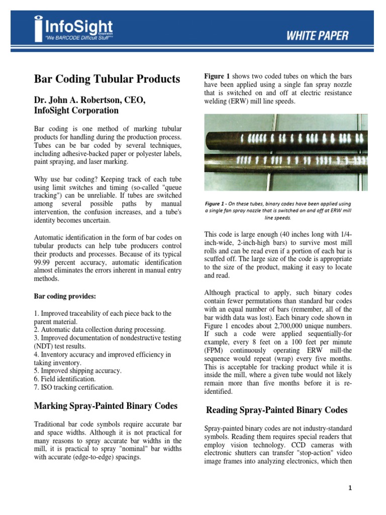 Bar Coding Tubular Products | PDF | Barcode | Pipe (Fluid Conveyance)