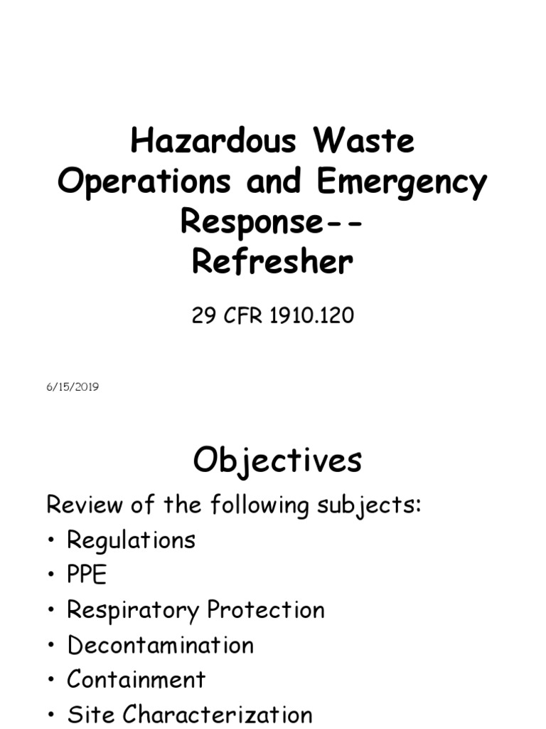 Hazardous Waste Operations and Emergency Response Refresher PDF