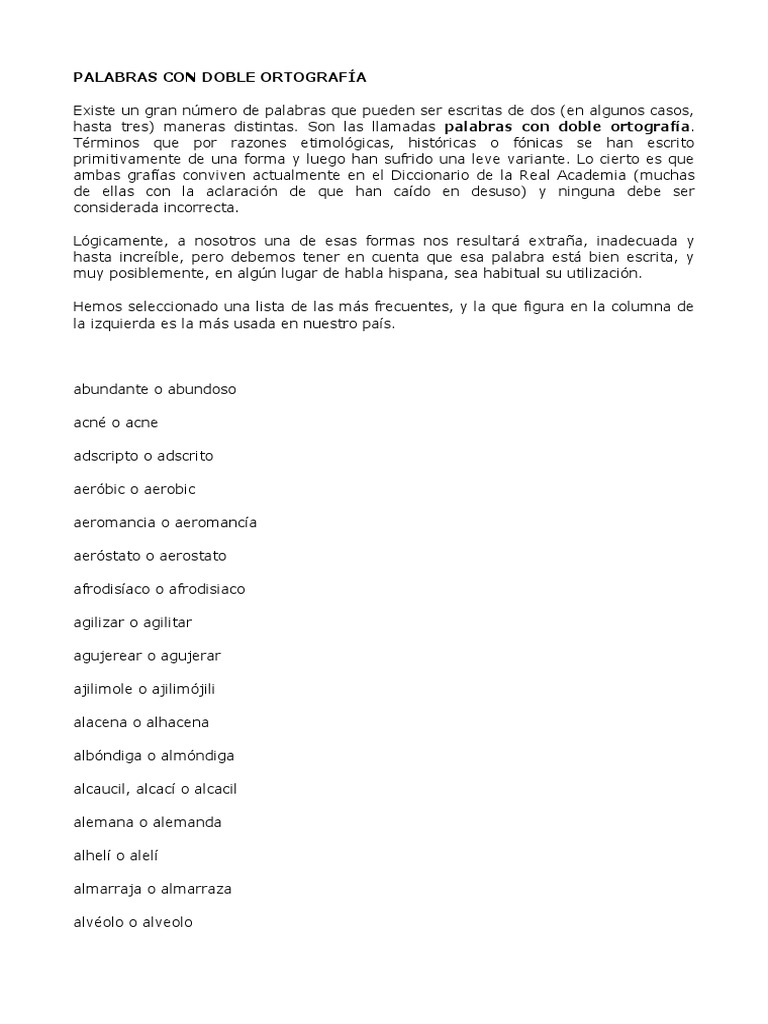Palabras Con Doble Ortografia 2019 Apellido Adverbio