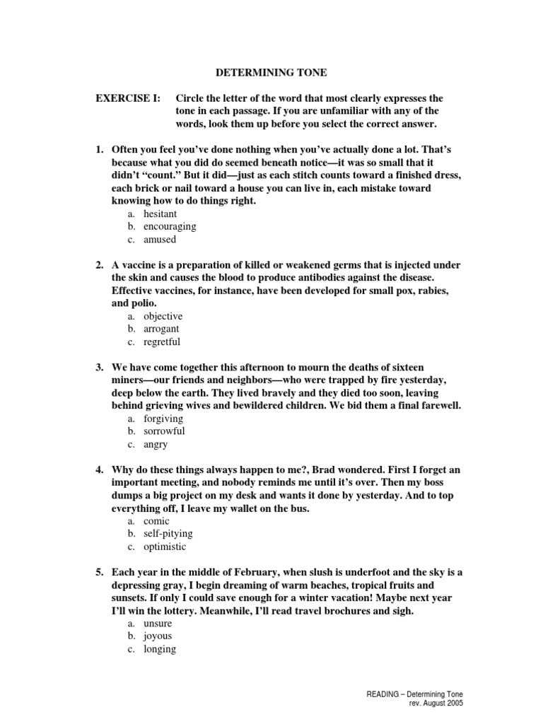 Determining Tone 1 PDF | PDF | Emotions | Wellness