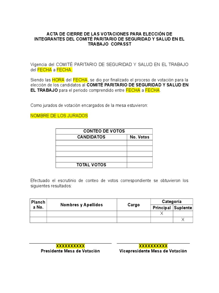 Acta de Cierre Elecciones COPASST 2025 | PDF