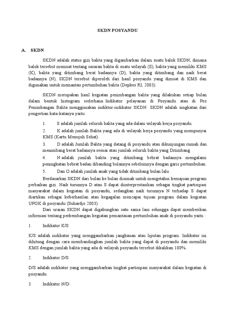 Arti dan Indikator SKDN dalam Posyandu | PDF | Pengembangan Diri
