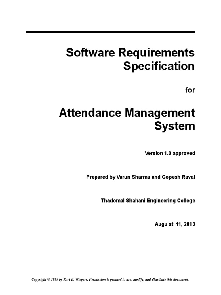 Software Requirements Specification: Version 1.0 Approved | PDF ...