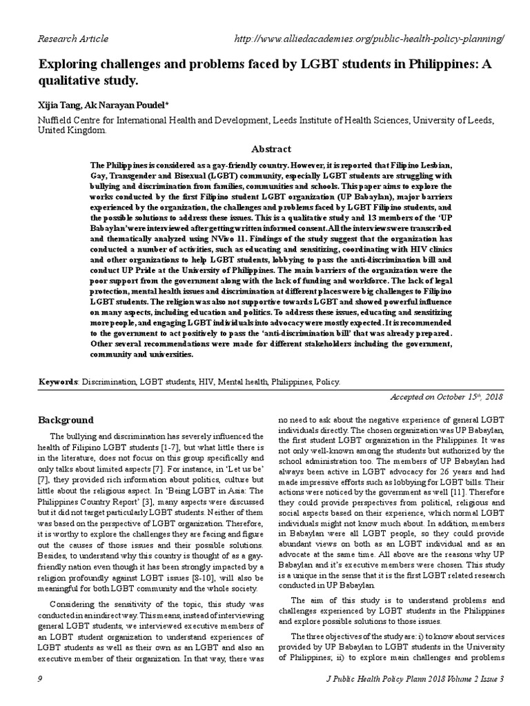 Challenges Faced by LGBT Students in the Philippines | PDF ...