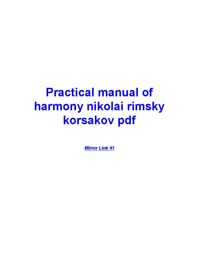 Practical Manual of Harmony Nikolai Rimsky Korsakov PDF Mirror Link 1